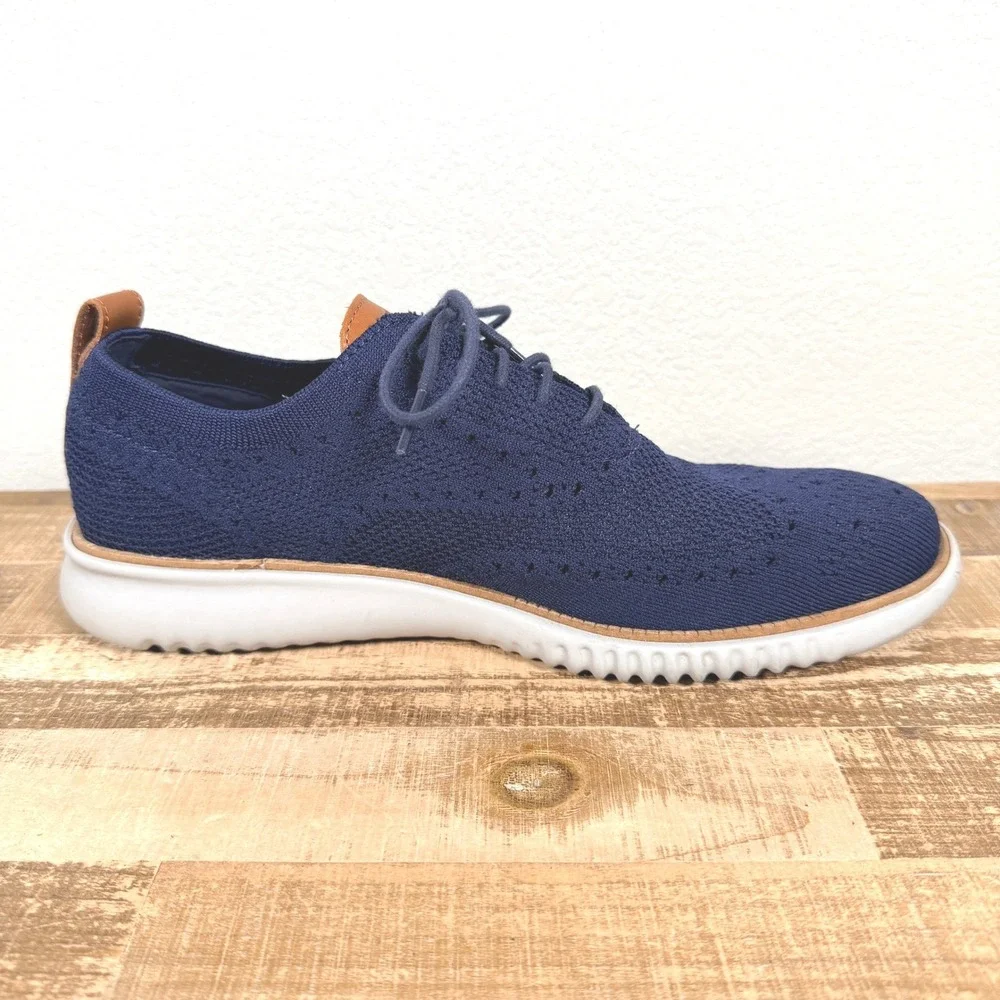 Cole Haan Zerogrand Stitchlite Oxford Shoes Mens 10M Navy Blue Wingtip C27569
